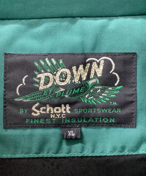 Schott（ショット）Schott (ショット) クラシックレザーコンビダウンベスト ブラック×グリーン サイズ:XLの古着・服飾アイテム