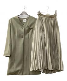Ameri（アメリ）の古着「MANY WAY LAYERED PLEATS DRESS」｜グリーン×ベージュ