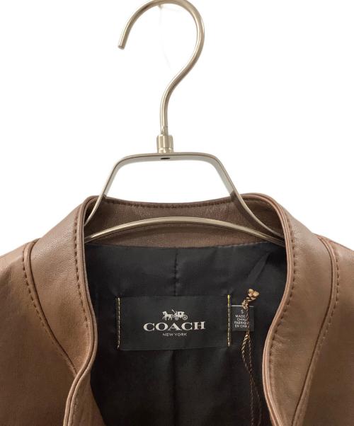 COACH（コーチ）COACH (コーチ) シングルレザージャケット ブラウン サイズ:Sの古着・服飾アイテム