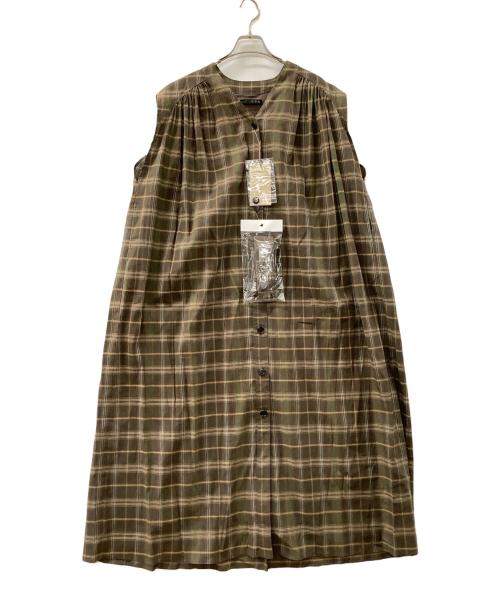 Curensology（カレンソロジー）Curensology (カレンソロジー) リネンギャザーop ブラウン サイズ:38 未使用品の古着・服飾アイテム