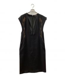 LOKITHO（ロキト）の古着「コード刺繍Vネックドレス」｜ブラック