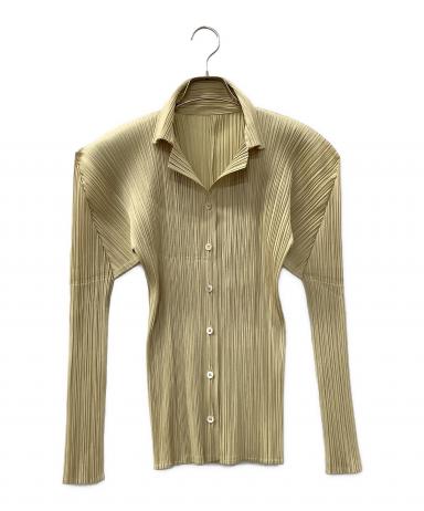 PLEATS PLEASE プリーツプリーズ ブラウス L ベージュ 【古着】【中古】【送料無料】 中古・古着通販】PLEATS PLEASE (プリーツプリーズ) ジップアップ