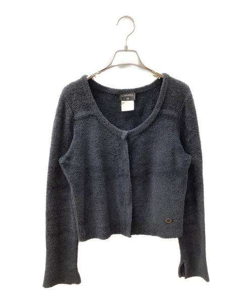 CHANEL（シャネル）CHANEL (シャネル) パイル地カーディガン ネイビー サイズ:42の古着・服飾アイテム