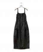 emmiエミ）の古着「シャーリングワンピ―ス」｜ブラック