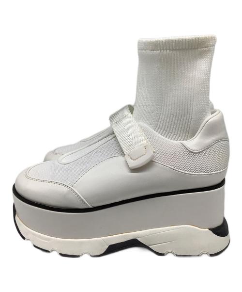 Snidel（スナイデル）Snidel (スナイデル) ベルクロニットスニーカ ホワイト サイズ:Sの古着・服飾アイテム