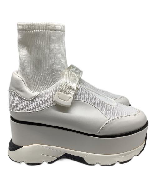 Snidel（スナイデル）Snidel (スナイデル) ベルクロニットスニーカ ホワイト サイズ:Sの古着・服飾アイテム