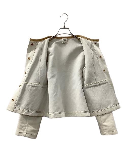 HERMES（エルメス）HERMES (エルメス) デニムジャケット ブラウン×ホワイト サイズ:36の古着・服飾アイテム