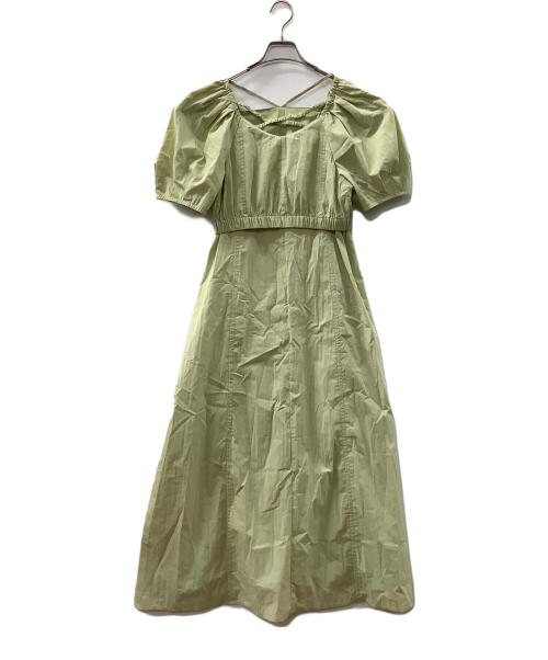 RAY BEAMS（レイ ビームス）RAY BEAMS (レイ ビームス) ネック ストラップ パフ ワンピース 黄緑の古着・服飾アイテム