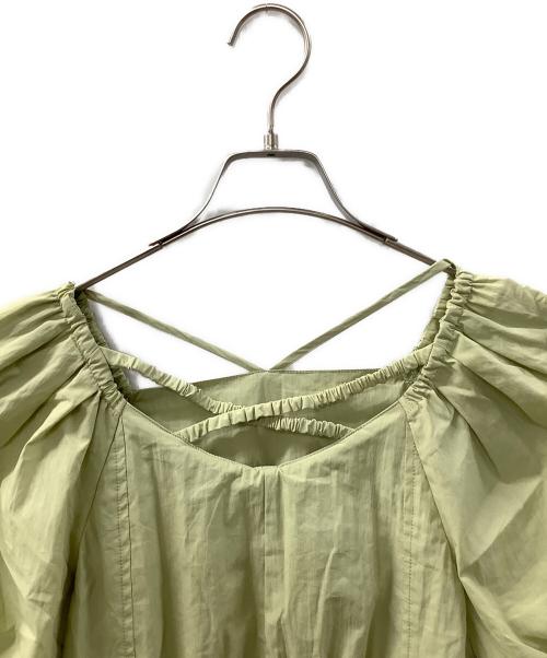 RAY BEAMS（レイ ビームス）RAY BEAMS (レイ ビームス) ネック ストラップ パフ ワンピース 黄緑の古着・服飾アイテム