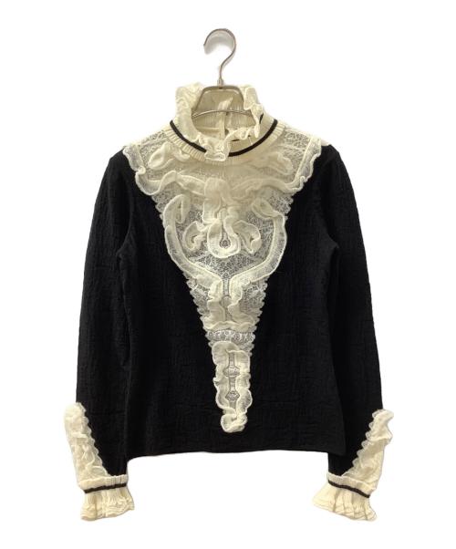 CHANEL（シャネル）CHANEL (シャネル) 薄手ニット ブラック×ホワイト サイズ:38の古着・服飾アイテム
