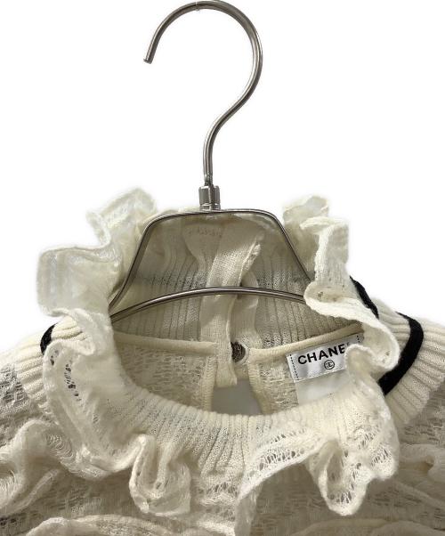 CHANEL（シャネル）CHANEL (シャネル) 薄手ニット ブラック×ホワイト サイズ:38の古着・服飾アイテム