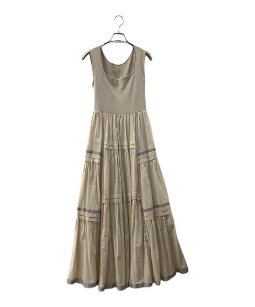 FRAY ID（フレイ アイディー）FRAY ID (フレイ アイディー) ニットコンビタックティアードワンピ ベージュ サイズ:Fの古着・服飾アイテム