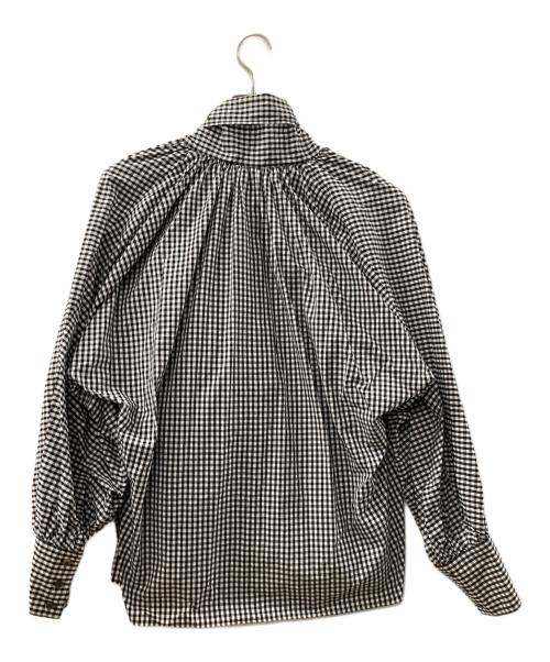 Whim Gazette（ウィムガゼット）Whim Gazette (ウィムガゼット) ギンガムチェックボウタイブラウス ブラック×ホワイト サイズ:Fの古着・服飾アイテム