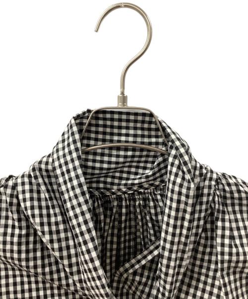 Whim Gazette（ウィムガゼット）Whim Gazette (ウィムガゼット) ギンガムチェックボウタイブラウス ブラック×ホワイト サイズ:Fの古着・服飾アイテム