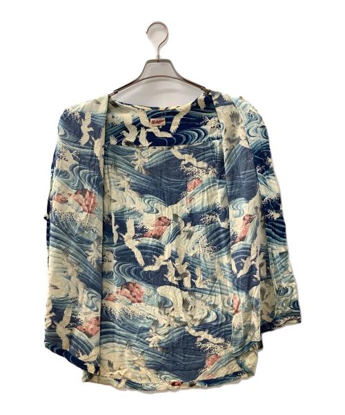 Sun Surf TOKYO（サンサーフ）Sun Surf TOKYO (サンサーフ) 半袖シャツ ブルー×ベージュ サイズ:Mの古着・服飾アイテム