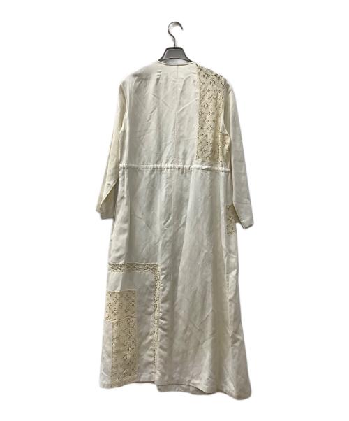 MACPHEE（マカフィー）MACPHEE (マカフィー) シルクリネンレースドッキング アシンメトリーコートワンピース アイボリー サイズ:36の古着・服飾アイテム