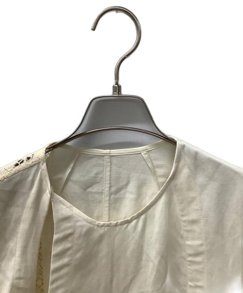 MACPHEE（マカフィー）MACPHEE (マカフィー) シルクリネンレースドッキング アシンメトリーコートワンピース アイボリー サイズ:36の古着・服飾アイテム