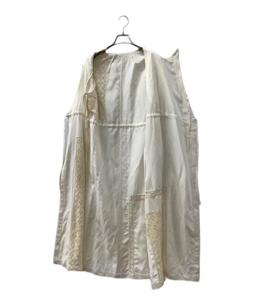 MACPHEE（マカフィー）MACPHEE (マカフィー) シルクリネンレースドッキング アシンメトリーコートワンピース アイボリー サイズ:36の古着・服飾アイテム