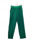 MAISON SPECIALメゾンスペシャル）の古着「小紋柄ニットストレートピンタックパンツイージーパンツ」｜グリーン