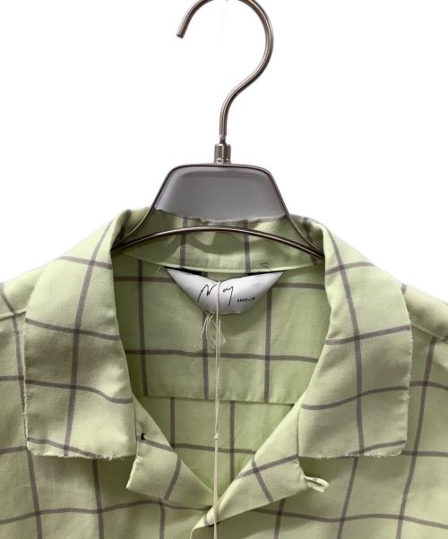 ANCELLM（アンセルム）ANCELLM (アンセルム) レーヨンチェックオープンカラーショートスリーブシャツ 黄緑 サイズ:1の古着・服飾アイテム