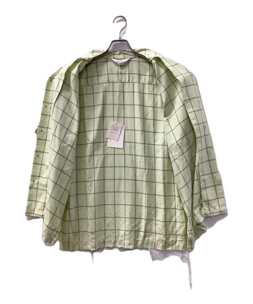 ANCELLM（アンセルム）ANCELLM (アンセルム) レーヨンチェックオープンカラーショートスリーブシャツ 黄緑 サイズ:1の古着・服飾アイテム