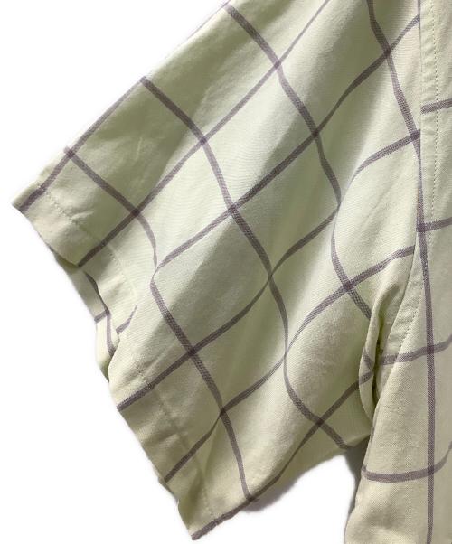 ANCELLM（アンセルム）ANCELLM (アンセルム) レーヨンチェックオープンカラーショートスリーブシャツ 黄緑 サイズ:1の古着・服飾アイテム