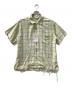 ANCELLM（アンセルム）の古着「レーヨンチェックオープンカラーショートスリーブシャツ」｜黄緑