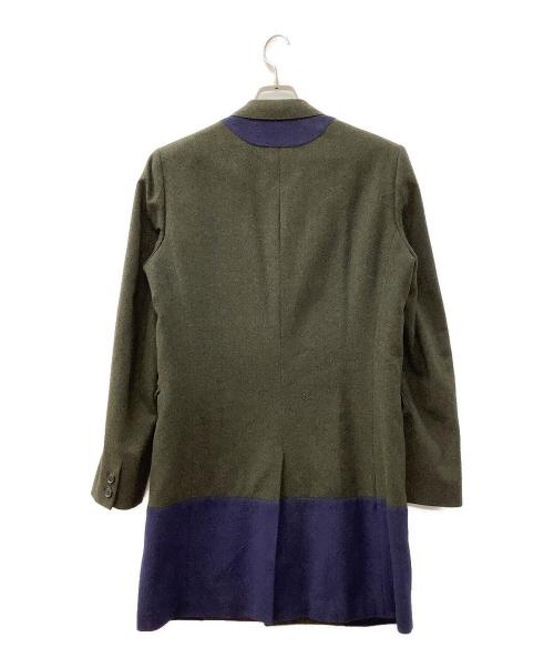 KOLOR（カラー）KOLOR (カラー) バイカラー ピークドナローラペル ツイード 2B チェスターコート カーキ×ネイビー サイズ:1の古着・服飾アイテム