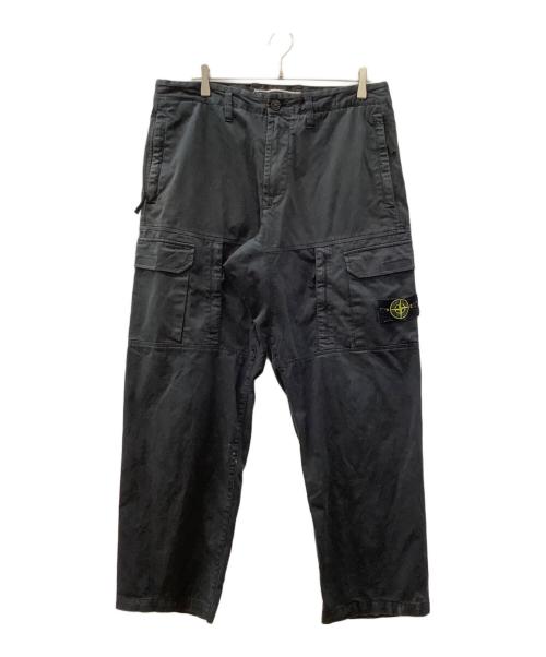 STONE ISLAND（ストーンアイランド）STONE ISLAND (ストーンアイランド) ガーメントダイコットンウールカーゴパンツ ブラック サイズ:86cm（W34）の古着・服飾アイテム