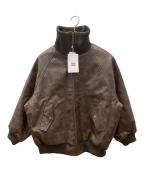 Javaジャバ）の古着「リブタートル フェイクレザージャケット」｜ブラウン