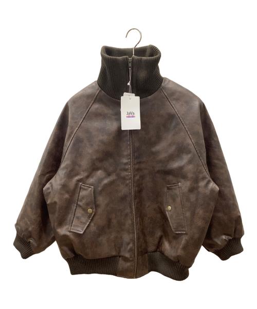 Java（ジャバ）Java (ジャバ) リブタートル フェイクレザージャケット ブラウン サイズ:S 未使用品の古着・服飾アイテム
