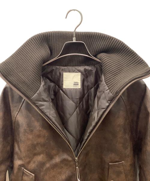 Java（ジャバ）Java (ジャバ) リブタートル フェイクレザージャケット ブラウン サイズ:S 未使用品の古着・服飾アイテム