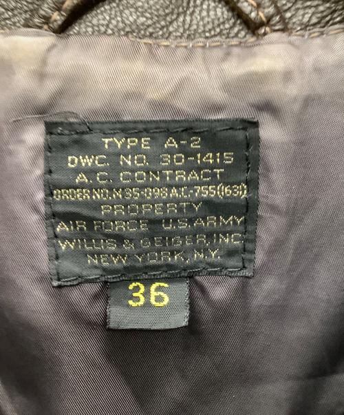 Willis&Geiger（ウィルスガイガー）Willis&Geiger (ウィルスガイガー) A-2レザーフライトジャケット ブラウン サイズ:36の古着・服飾アイテム