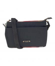 BLUE LABEL CRESTBRIDGE（ブルーレーベルクレストブリッジ）の古着「パーシャルクレストブリッジチェックナイロンミニショルダー」｜ブラック