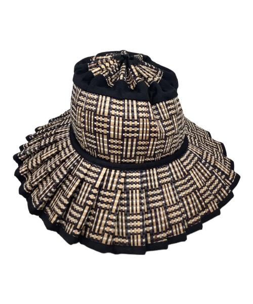 Lorna Murray（ローナマーレイ）Lorna Murray (ローナマーレイ) ハット ブラック×ベージュ サイズ:Mの古着・服飾アイテム