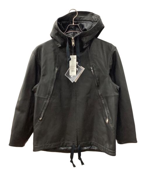 nano・universe（ナノ・ユニバース）nano・universe (ナノ・ユニバース) Schott (ショット) レザーフードパーカー ブラック サイズ:L 未使用品の古着・服飾アイテム