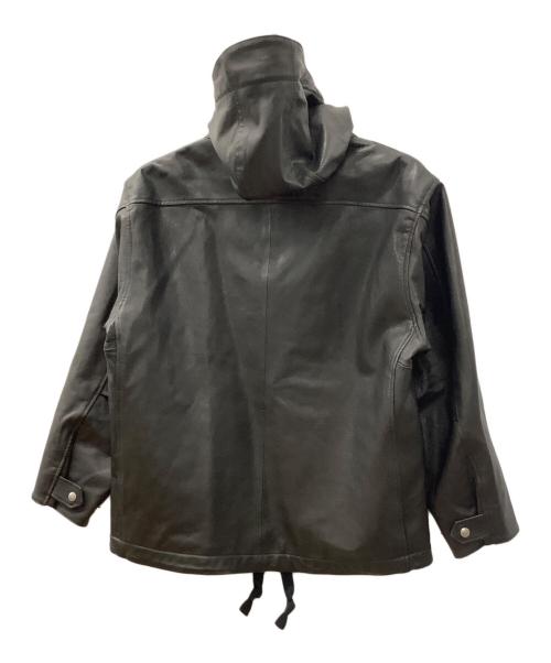 nano・universe（ナノ・ユニバース）nano・universe (ナノ・ユニバース) Schott (ショット) レザーフードパーカー ブラック サイズ:L 未使用品の古着・服飾アイテム