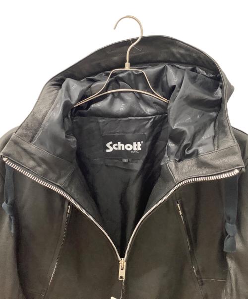 nano・universe（ナノ・ユニバース）nano・universe (ナノ・ユニバース) Schott (ショット) レザーフードパーカー ブラック サイズ:L 未使用品の古着・服飾アイテム
