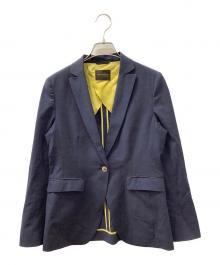 TOMORROW LAND（トゥモローランド）の古着「シルキーシャンブレー セミピークドラペルジャケット」｜ネイビー