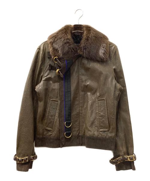 GUCCI（グッチ）GUCCI (グッチ) レザージャケット ブラウン サイズ:52の古着・服飾アイテム