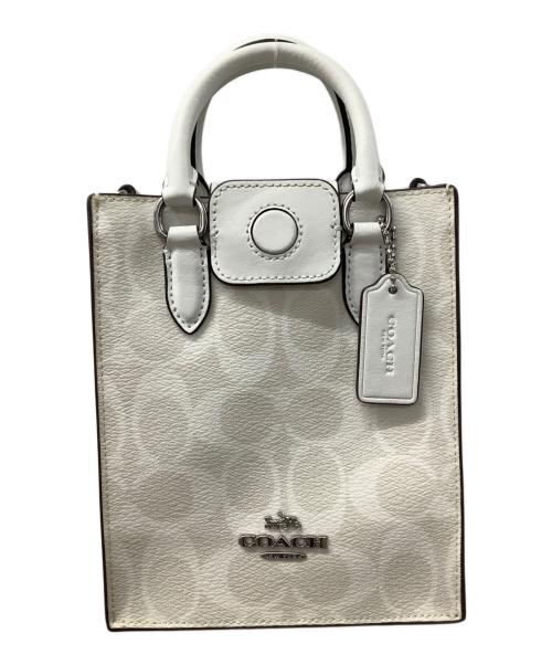 COACH（コーチ）COACH (コーチ) サウス ミニ トート・シグネチャー キャンバス ブラック×ホワイトの古着・服飾アイテム
