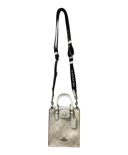 COACH（コーチ）COACH (コーチ) サウス ミニ トート・シグネチャー キャンバス ブラック×ホワイトの古着・服飾アイテム