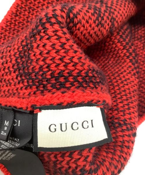 GUCCI（グッチ）GUCCI (グッチ) ニット帽 レッド サイズ:M（58）22cmの古着・服飾アイテム