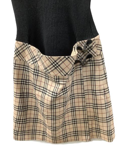 BURBERRY BLUE LABEL（バーバリー ブルー レーベル）BURBERRY BLUE LABEL (バーバリーロンドンブルーレーベル) ニットワンピース ブラック×ベージュ サイズ:38の古着・服飾アイテム