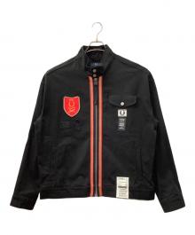 FRED PERRY×ART COMES FIRST（フレッドペリー×アートカムズファースト）の古着「SHIELD PATCH HARRINGTON JACKET」｜ブラック