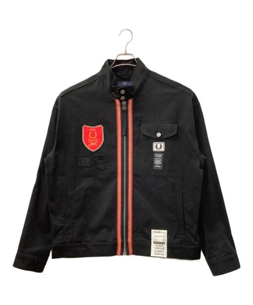 FRED PERRY（フレッドペリー）FRED PERRY (フレッドペリー) ART COMES FIRST (アートカムズファースト) SHIELD PATCH HARRINGTON JACKET ブラック サイズ:Lの古着・服飾アイテム