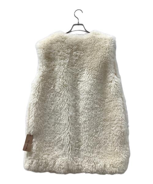 Rie miller（リエ ミラー）Rie miller (リエ ミラー) エコファーミドル丈ジレ ベージュ サイズ:38 未使用品の古着・服飾アイテム