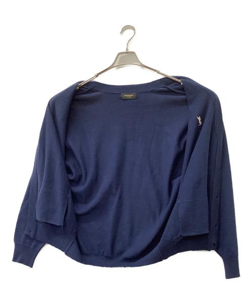 Yves Saint Laurent（イヴサンローラン）Yves Saint Laurent (イヴサンローラン) 薄手カーディガン ネイビー サイズ:Lの古着・服飾アイテム