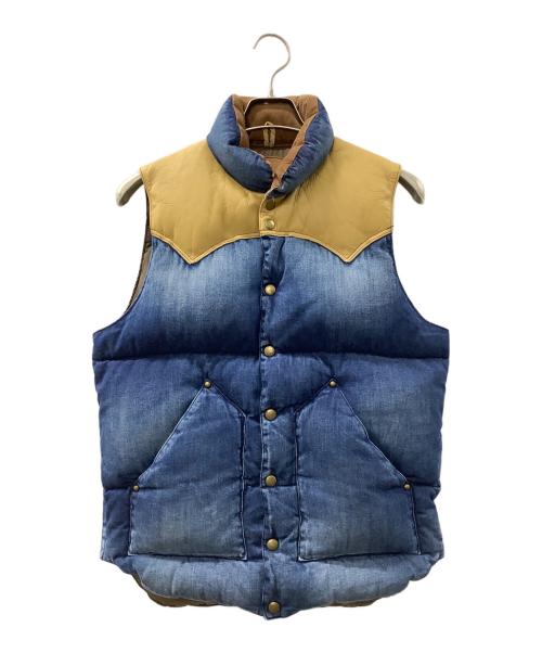 Rocky Mountain featherbed co（ロッキーマウンテンフェザーベッド）Rocky Mountain featherbed co (ロッキーマウンテンフェザーベッド) デニムダウンベスト ベージュ×ブルー サイズ:38の古着・服飾アイテム