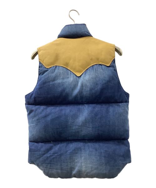 Rocky Mountain featherbed co（ロッキーマウンテンフェザーベッド）Rocky Mountain featherbed co (ロッキーマウンテンフェザーベッド) デニムダウンベスト ベージュ×ブルー サイズ:38の古着・服飾アイテム